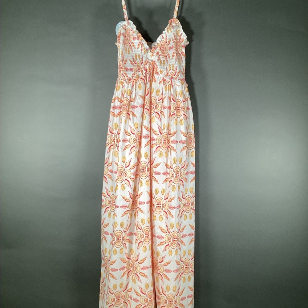 Hill House Smocked Pink and Orange Midi Sundress XS NWT